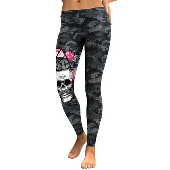 

New Skull Camouflage Digital Printed Low-Rise Leggings Leggings