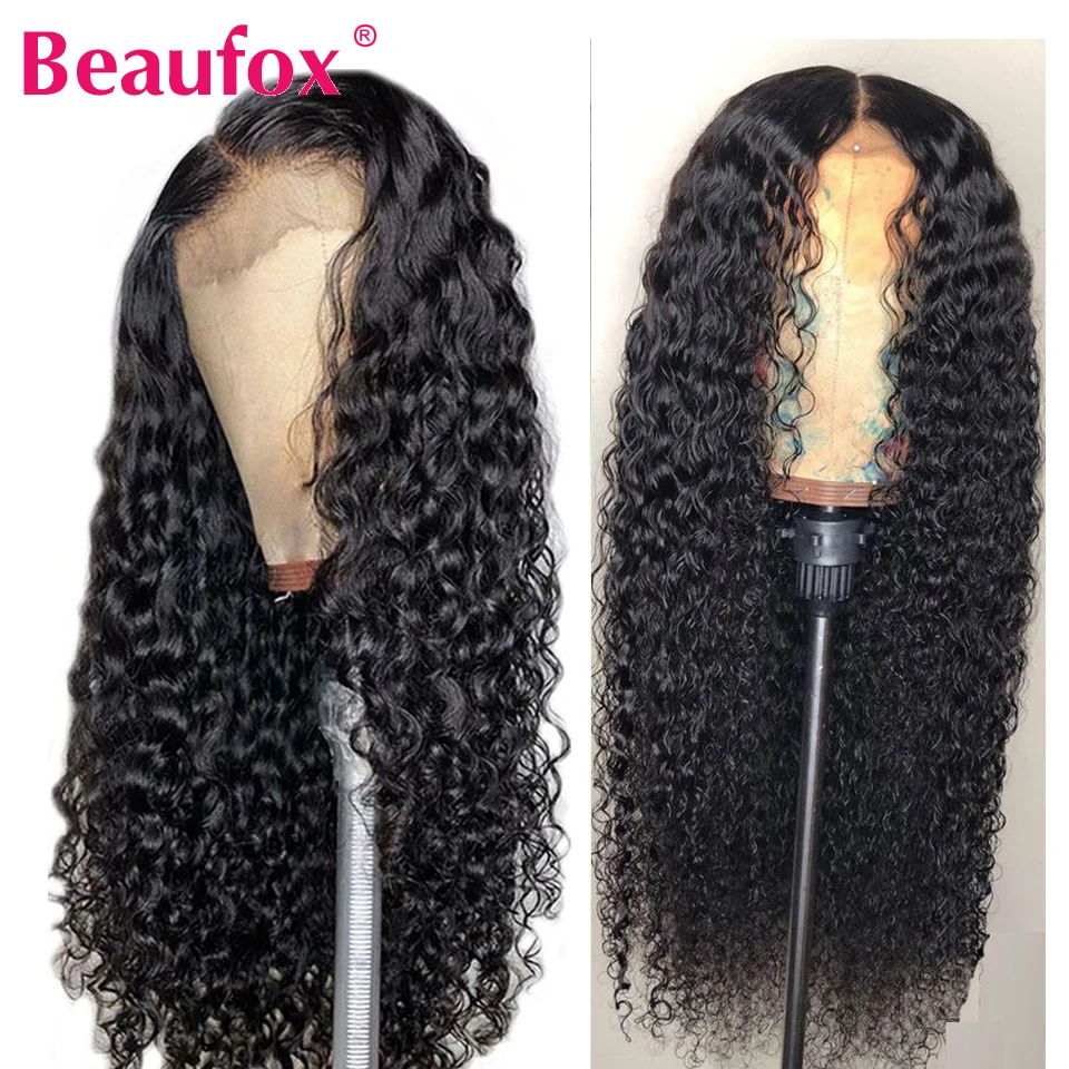 Beaufox Синтетические волосы на кружеве человеческих волос парики для Для женщин перуанский волос волна воды Синтетические волосы на кружеве