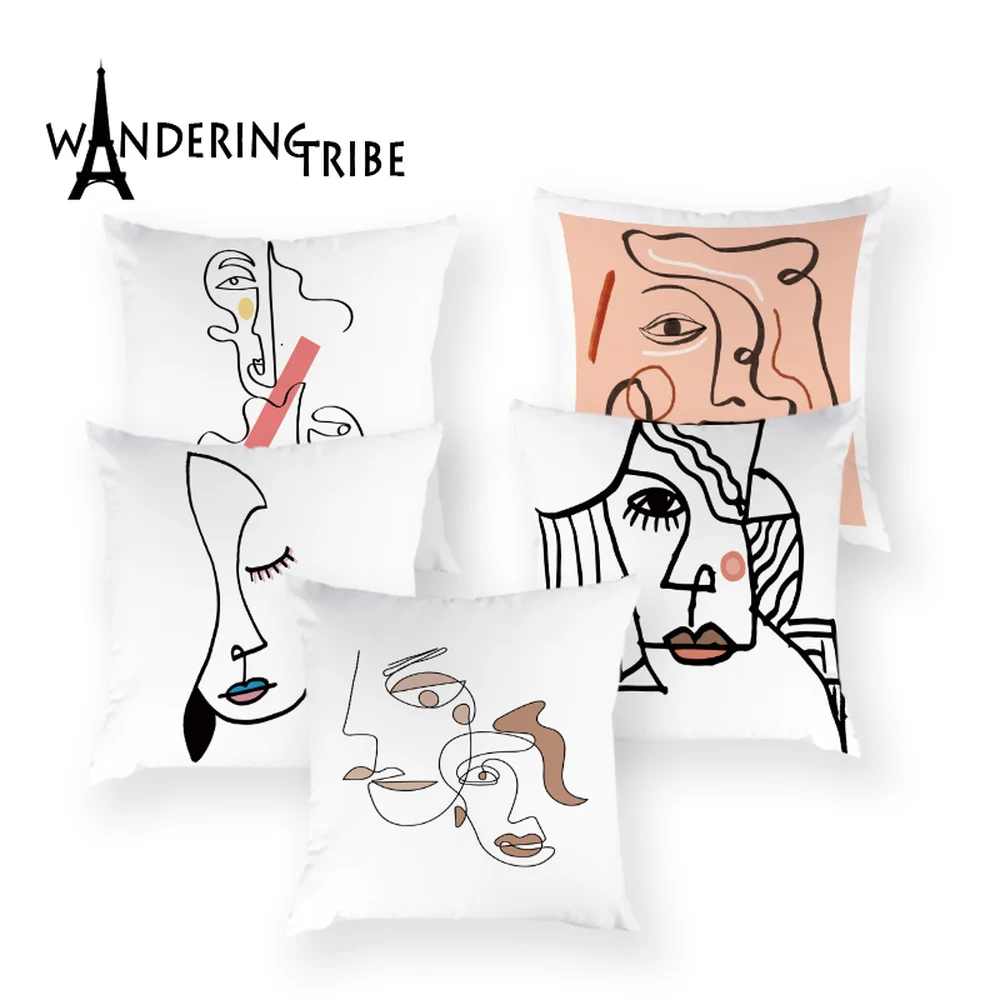 Абстрактные Чехлы для подушек с человеческим лицом декоративная подушка дома