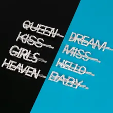 3/4 шт. с надписью слова Заколки для волос Стразы для Для женщин металлическими элементами и стразами Бобби шпилька серебро Цвет модная одежда для девочек женские аксессуары для волос