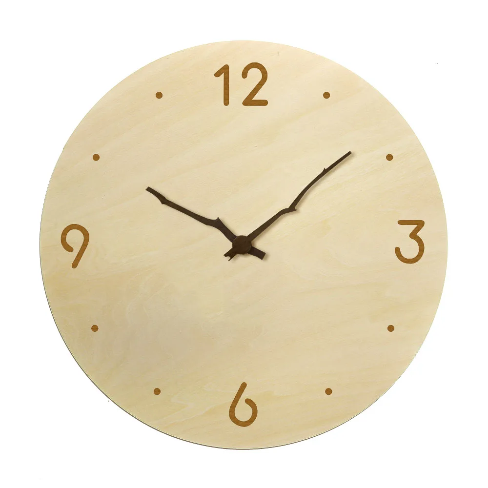 Reloj De Pared De Madera Con Forma De Rama Minimalista Abstracto