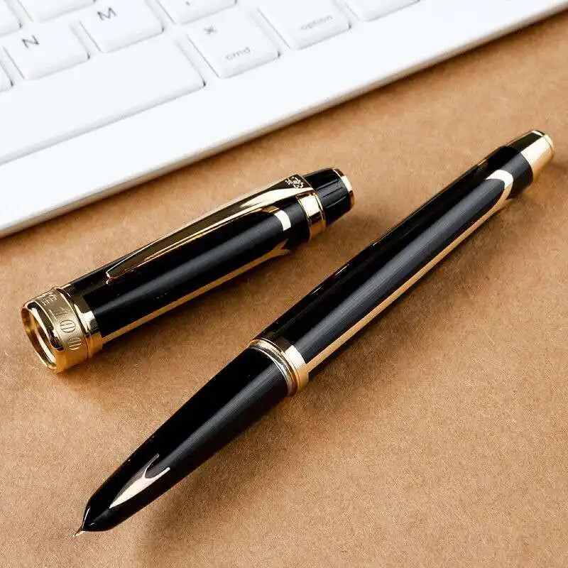 

Hero 100 14K Gold Fine Nib Fountain Pen Full Metal Ink Pen Classic Arrow Mark Business Office school supplies Writing Pens Gift
