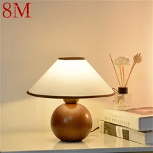 Lampe de Table nordique moderne en forme de champignon, 8M, variateur, éclairage de bureau en bois, pour la maison, décoration de chambre à coucher