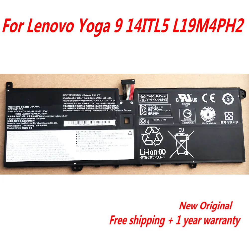Original L19m4ph2 Bateria do Portátil para Lenovo Yoga 14itl5 L19c4ph2 7.68v 60wh