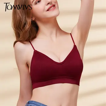 

TOMVIVS Bras For Women Plus Size Seamless Bra Cotton Breathable Underwear Wireless With Pads Push Up Bra Plus Size B0076