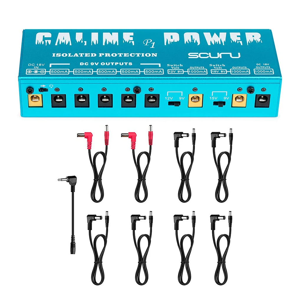 

Compact Size Guitar Effect Power Supply Station Distributor 8 Isolated DC Outputs for 9V/ 12V/ 15V/ 18V Guitar Effects