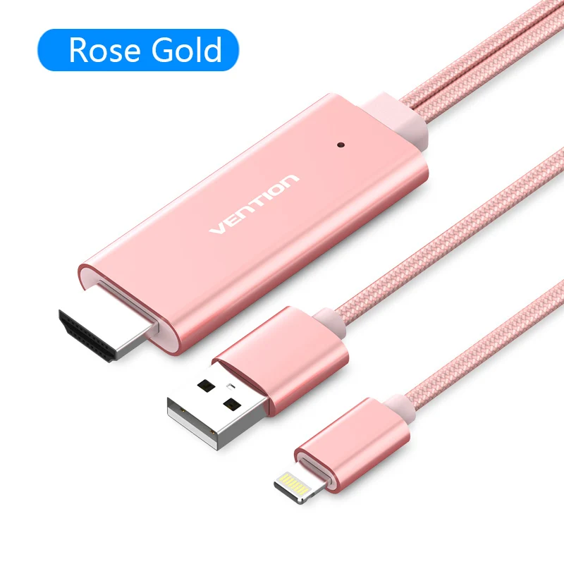 Vention HDMI кабель 8 Pin к HDMI цифровой av-кабель HDMI конвертер для iPhone X 8 Plus для iPad Поддержка смартфонов подключение HDTV - Цвет: Rose Gold