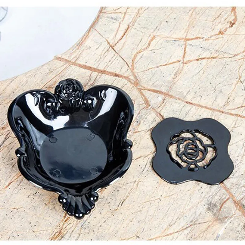 Bathroom Soap Holder Black Rose Soap Box Retro Double Layer Household Soap Tray Holders Bathroom Storage Gadgets For Soaps