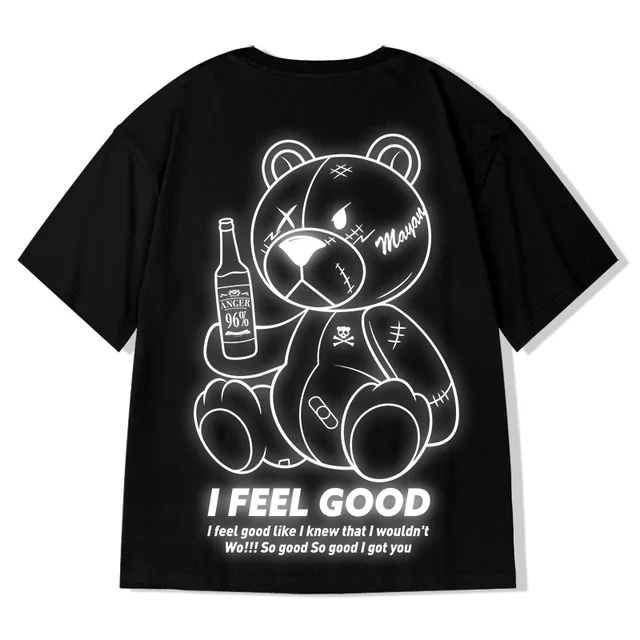 ZAZOMDE 2022 New High Street T Shirt Streetwear Men Hip Hop Printed T-Shirts Summer Hot Sale Harajuku Cotton Tee Male Loose Tops Black