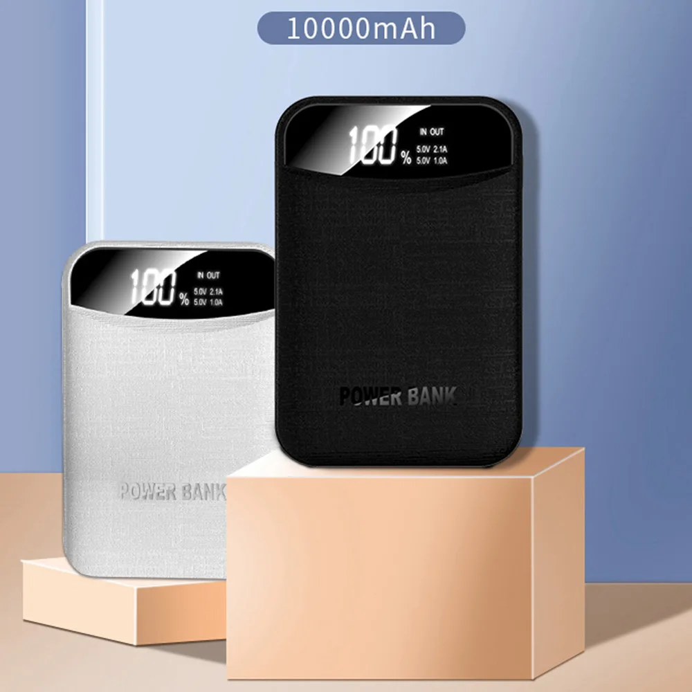 KISSCASE Universal 10000mAh Power Bank Dual USB For iPhone 11 Portable Charger External Battery 10000 mAh PowerBank LED Screen  | Мобильные