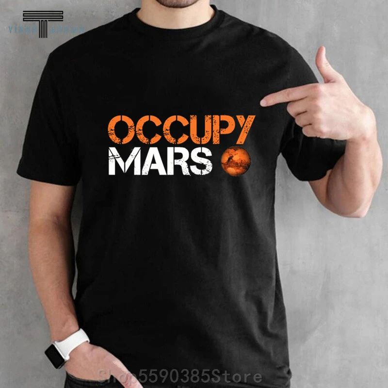 Футболка мужская хлопковая топ с принтом занимать Марс Space X летняя | Мужская