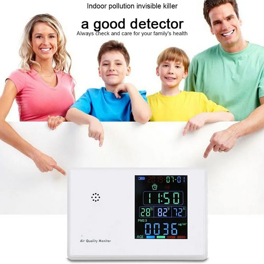 Beste Air Kwaliteit Monitor CO2 Sensor Digitale Formaldehyde Detector HCHO TVOC PM2.5 PM10 Temp Humi AQI Tester Laser Sensor Gas Analyzer