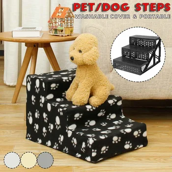 

Pet 3-step Stairs For Dogs And Cats Portable Non-slip Treads Stairs Ramp Ladder With Removable Cover Pet Stair