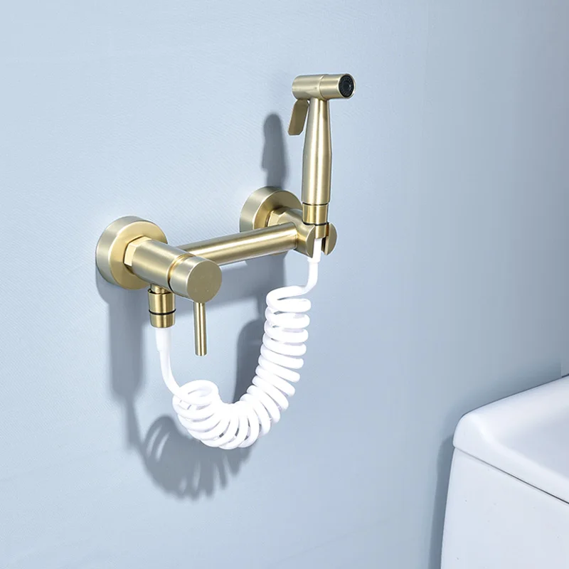 

Смеситель для биде с матовой золотой стеной, угловой кран для унитаза, ручная гигиеническая насадка для душа, распылитель для ковра, аэрограф, краны