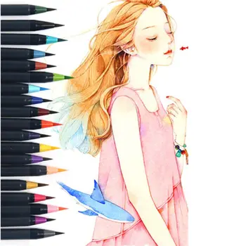 

20 Color Premium Painting Soft Brush Pen Set Watercolor Markers Pen Effect Best For Coloring Books Manga Comic Calligraphy G6DD
