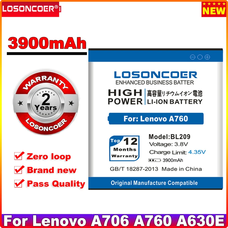 Аккумулятор LOSONCOER BL209 BL 3900 209 мА · ч для Lenovo A706 A788T A820E A760 A516 A378T A398T бесплатная