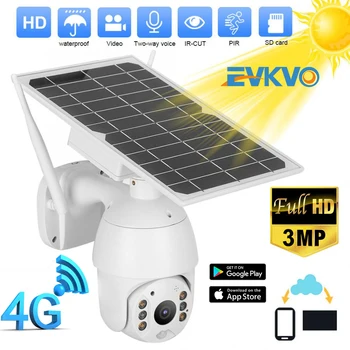 

EVKVO 4G 3MP FHD Solar Panel Outdoor Monitoring Waterproof CCTV Camera Smart Home Two-way Voice Intrusion Alarm Long Standby