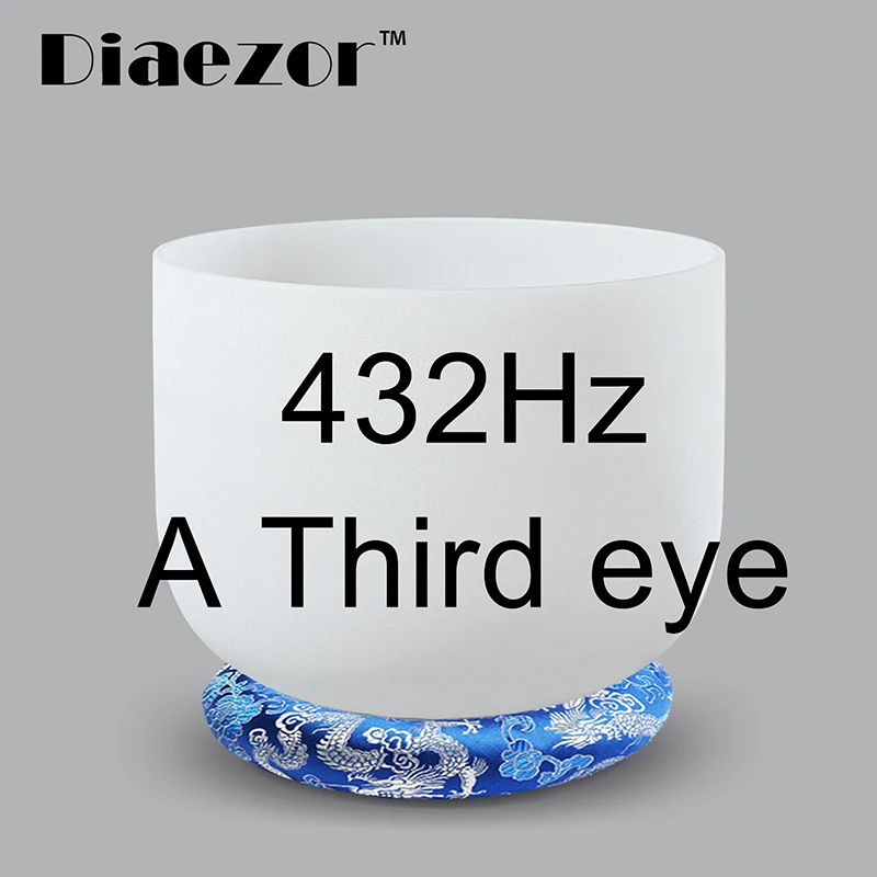 432Hz A Third eye Diaezor 432 Гц 12 дюймов идеальный шаг C/D/E/F/G/A/B чакра матовый кварцт Хрустальная Поющая чаша с хрустальным молотком и цветной мат - Цвет: 432Hz A Third eye