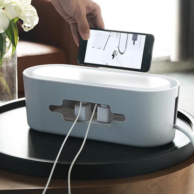 

Cable Management Box Power Strip Cord Organizer Kit Cover Conceal Hide Wire Plug Boxes for Desk TV Computer USB Hub Storage Box