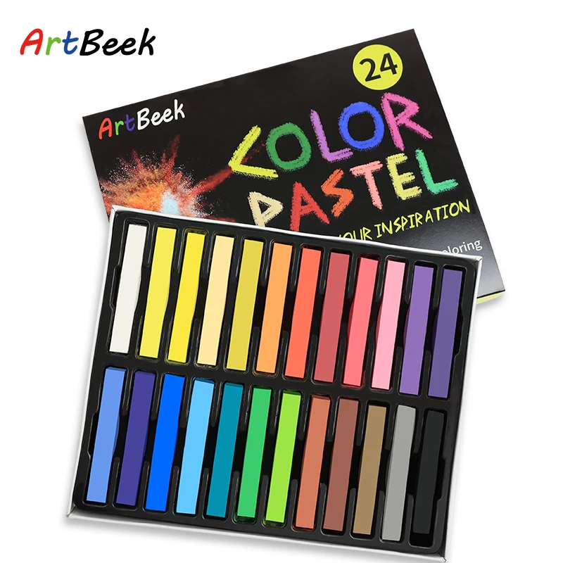 ArtBeek 24 Colors Soft Pastels Painting Set Art Drawing Chalk Crayon Brush