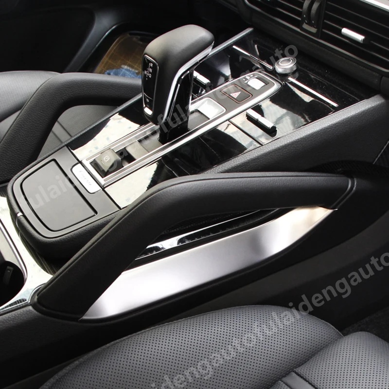 2 шт. для Porsche Cayenne- Серебряный титановый внутренний центральный контроль подлокотник Нижняя крышка отделка автомобильные аксессуары