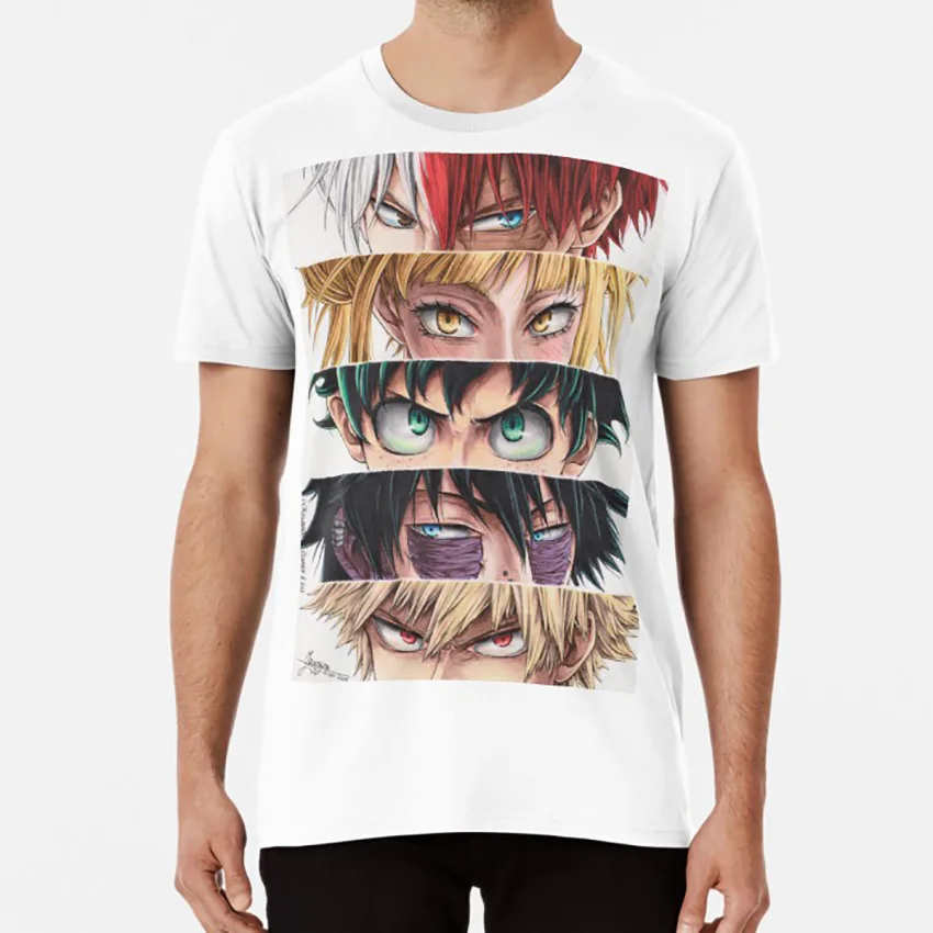 Футболка с героями глаз bnha mha todoroki shouto toga himiko мидория изуку dabi bakugou katsuki o0kawai0o Аниме Манга - Цвет: Белый