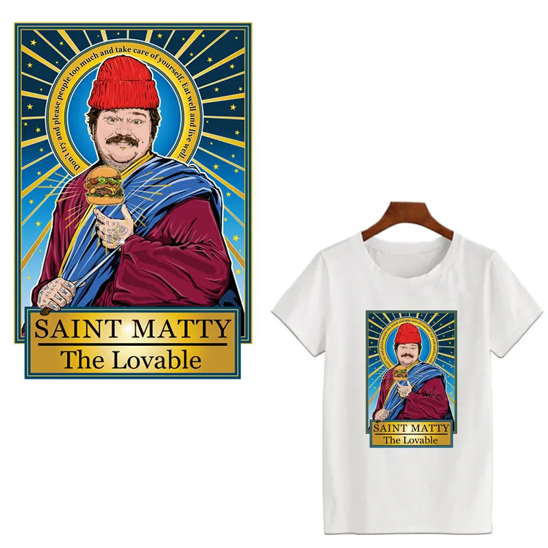 

New Iron on Sticker for Clothes Patches Saint Matty Fashion Printing Iron On Diy Accessory Heat Transfer Clothes Accessories