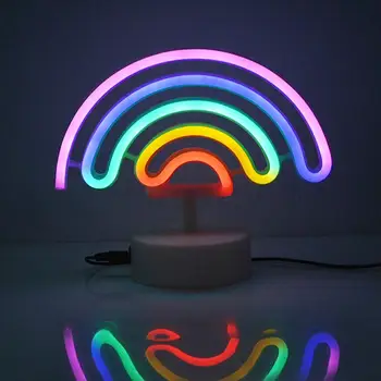 

USB LED Neon Light Night Lights Rainbow Unicorn Neon Sign luminaria Batterry Power Table Lamp For Children Bedroom Decor lampara