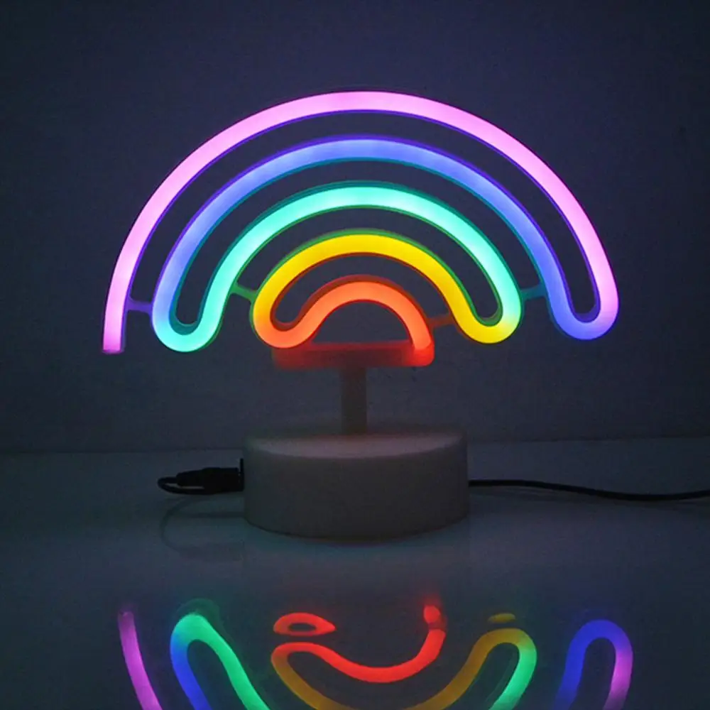 USB LED néon lumières de nuit arc-en-ciel licorne enseigne au néon luminaria Batterry puissance lampe de Table pour enfants chambre décor lampara