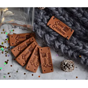 

30pcs Personalize leather Sew On Crochet clothing tags for handcraft items, handmade knitted Garment labels tag, DIY Accessories