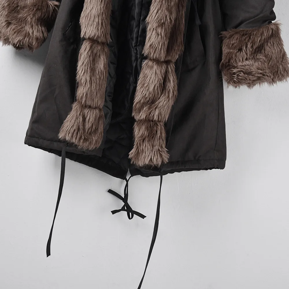 Стильное пальто с искусственным мехом, Женская пушистая теплая верхняя одежда с длинным рукавом, осенне-зимние пальто, куртки без воротника, верхняя одежда оверсайз