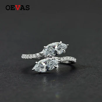

OEVAS Luxury 100% 925 Sterling Silver Created Moissanite Gemstone Birthstone Wedding Engagement Ring Fine Jewelry Gift Wholesale