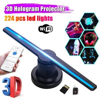 

Wifi APP Control 3D Hologram Advertising Fan Display Projector Logo light Holographic Imaging For Store Logo Projector