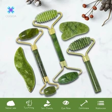 

Natural Jade Roller Gua Sha Massager Tool Sets For Face Gouache Scraper Roller Set Facial Skin Care Beauty Health Massage Tools