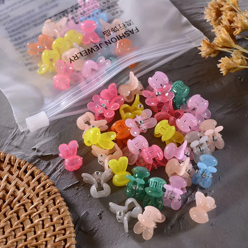 50PCS/Set Small Hair Crabs For Girls Acrylic Cute Candy Color Flower Star Hair Clip Clamp Children Mini Hairpin Hair Accessories