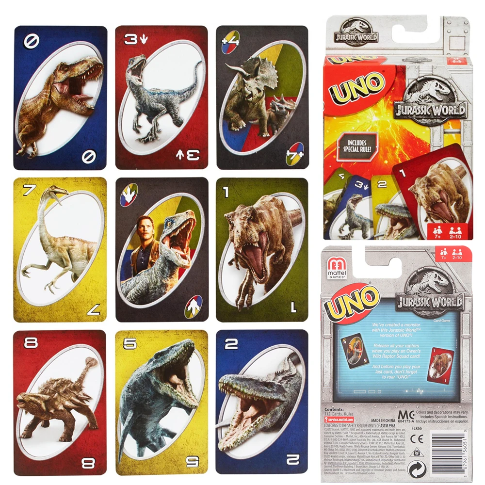 Карта Мира Юрского периода UNO Mattel Games оригинальная семейная Веселая Игра в покер