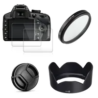 UV Filter Lens Hood Cap + 2x Glass Screen Protector For Canon EOS M10 M100 M200 M6 M50 EF-M 15-45mm / R10 R50 R100 RF-S 18-45mm 1