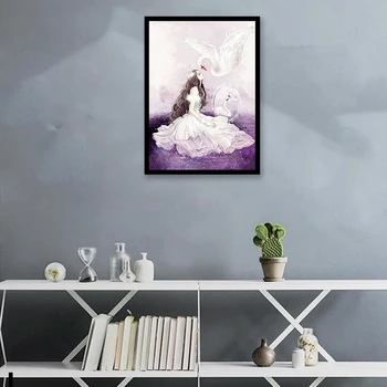 

Paint By Numbers DIY Acrylic Painting Kit for Kids & Adults Beginner - 16 Inch x 20 Inch Swan and Girl (Without Frame)