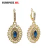 SUNSPICE MS Gold Color Moroccan Wedding Jewelry Women Flower Drop Earrings Red&Green&Blue Crystal Turkish Ethnic Bridal Bijoux 1