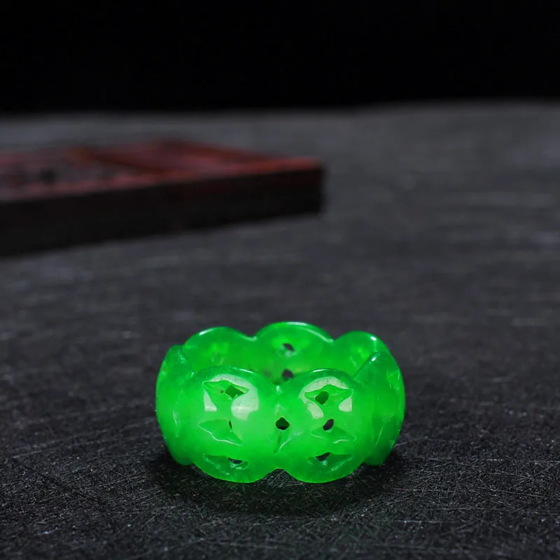 

100% real green jade rings hollow carved brand ring Jade Stones for Women jade Jewellery emerald rings jadeite ring certificate