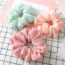 

Pure Color Women Elastic Chiffon Hair Rope Small Fresh Style Hair Ring All-matched Sweet Series Ponytail Holder Tie Scrunchie