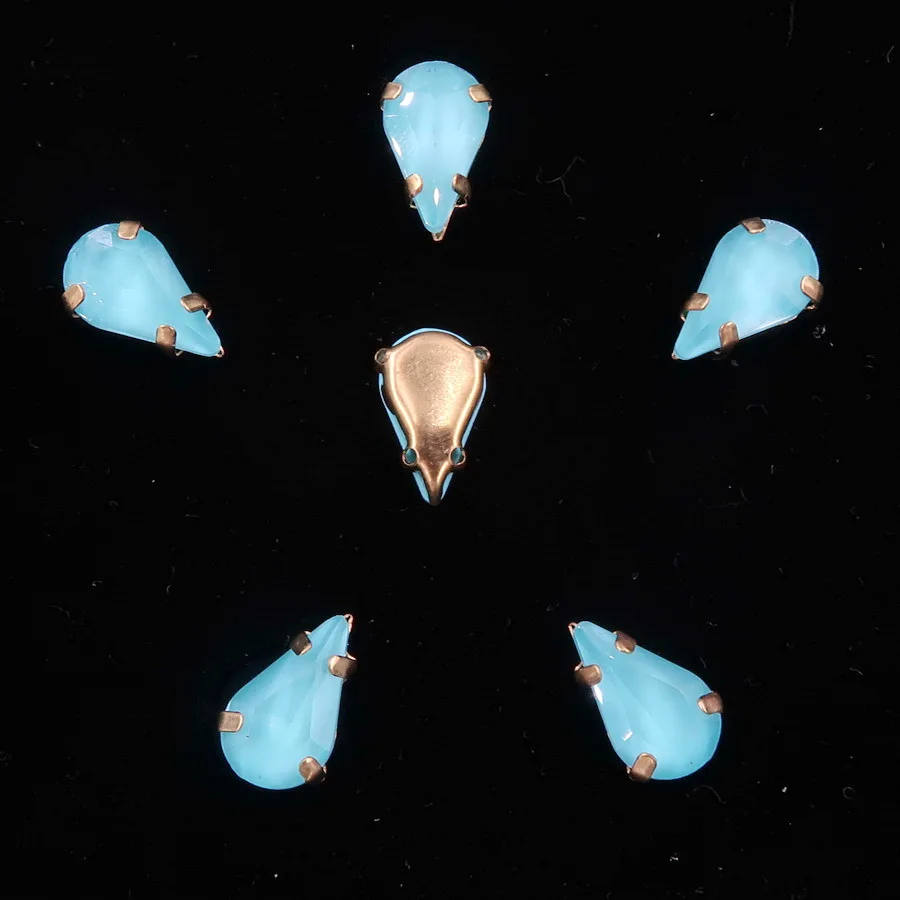 A5 Blue zircon Золото коготь настройки 50 шт./упак. желейные конфеты и стеклянные стразы цвета Кристалл в 8*13 мм с мультипокрытием, в форме капли пришить стразы одежды diy кружевной отделкой - Цвет: A5 Blue zircon