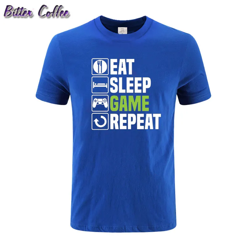 Eat Sleep игровая футболка Веселая геймерская Рождественская подарок на день рождения повседневные футболки с принтом