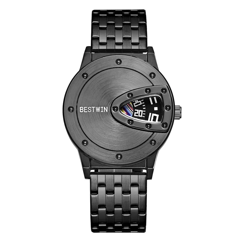 Luxury BESTWIN Brand Trend Cool Men's Wrist Watch Stainless Steel Technology Fashion Quartz Watch For Men 2021 Relogio Masculino 