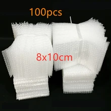 100 pces 8x10cm plástico envoltório envelope branco bolha embalagem sacos pe claro à prova de choque saco de embalagem duplo filme bolha saco