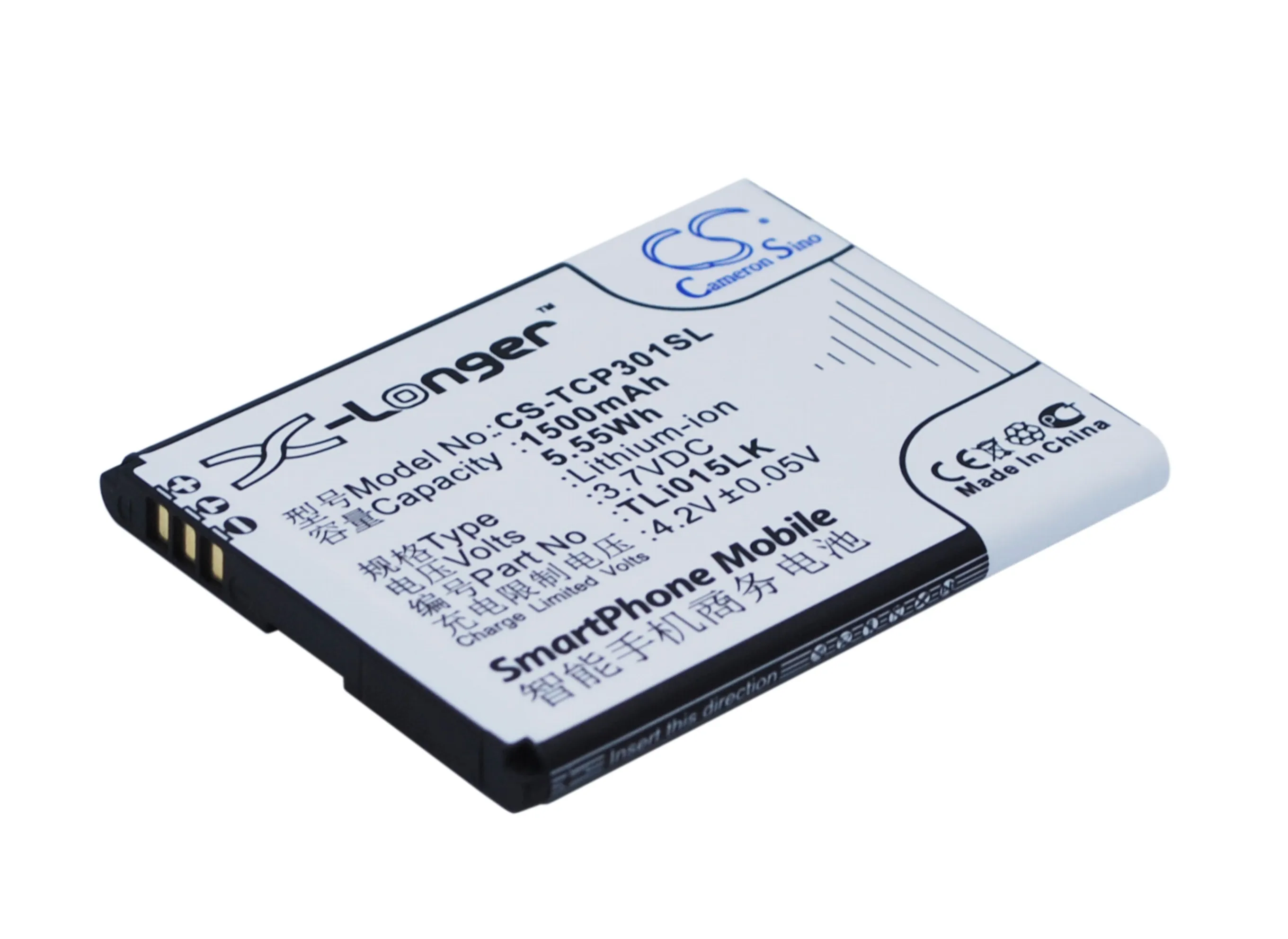 Обновленная батарея Cameron Sino для TCL TLi015JA J326T, P301M 1500 mAh/5.55Wh