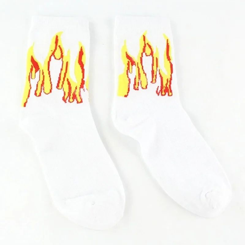 Новые носки унисекс в стиле хип-хоп Харадзюку с изображением пламени, черного, белого и желтого цветов, носки для скейтборда, Calceines Mujer Street Skarpetki - Цвет: 6