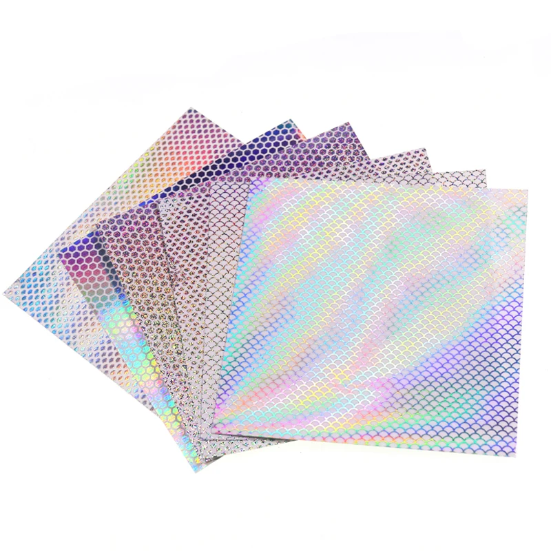 4/6pcs Fishing Hard Bait Sticker Holographic Adhesive Film Flash Type for Saltwater Fishing Lure Making 10X10/10X20cm