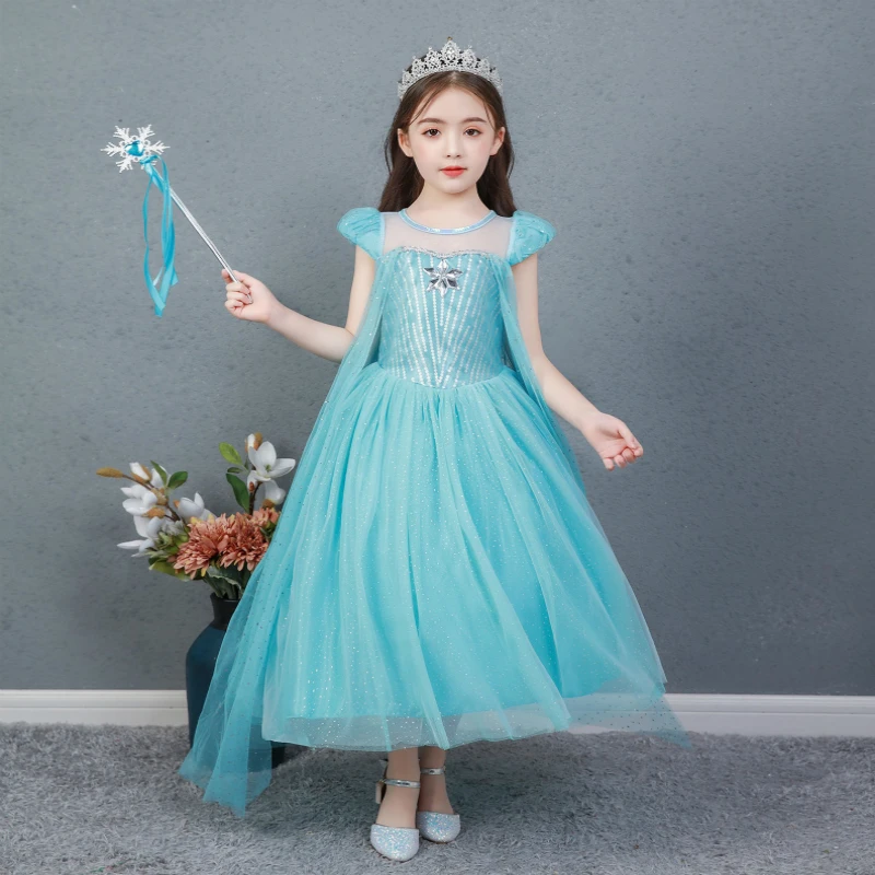 Frozen 2 vestido de princesa Elsa para niña, personaje de Anime, Color  azul, regalo de cumpleaños para niños, traje de escenario, manga larga,  altura de 90 150cm| | - AliExpress