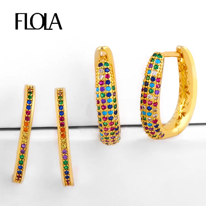 Женские радужные серьги-гвоздики с цирконием, радужные маленькие серьги, золото 24 k, радужные ювелирные изделия, циркониевые цветные Серьги ersr57